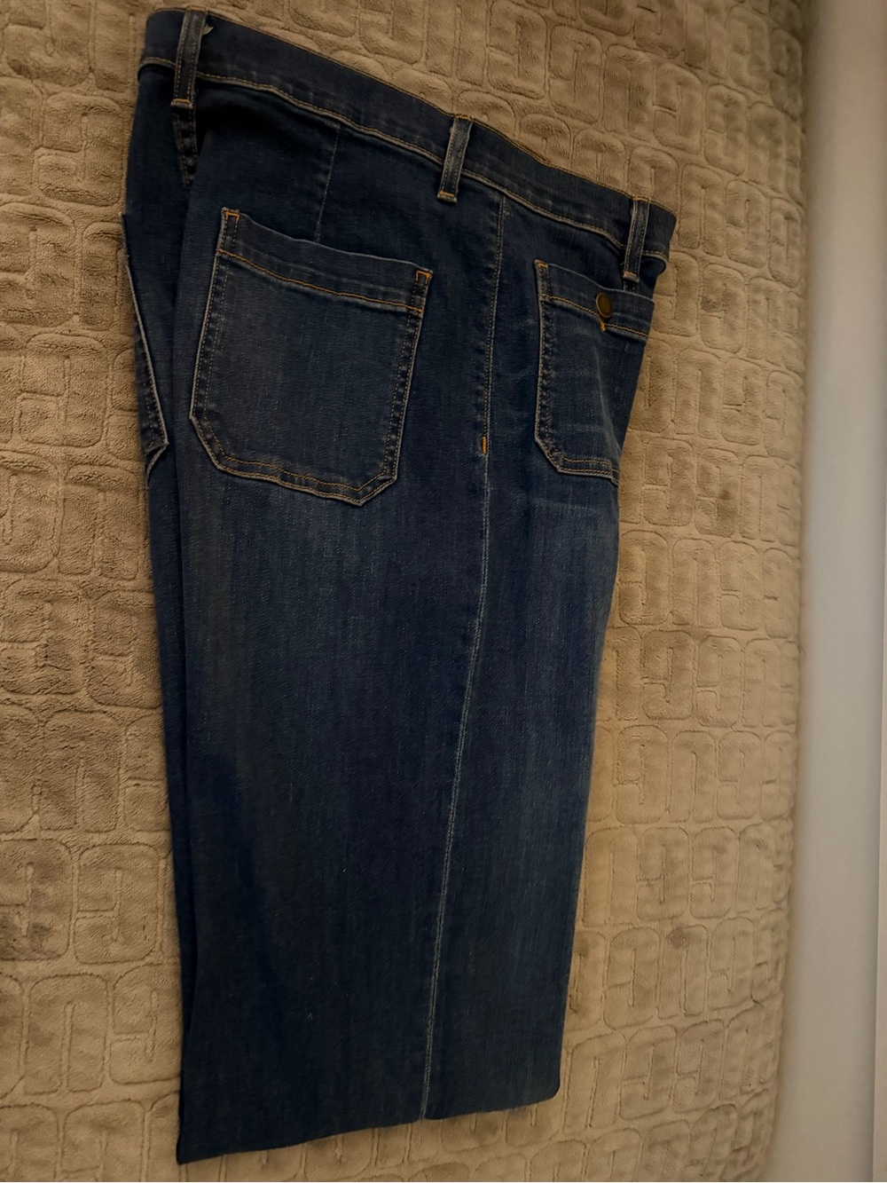 Ramy Brook Dark Blue High-Rise Wide-Leg Jeans with Front Button Placket - Picture 5 of 6